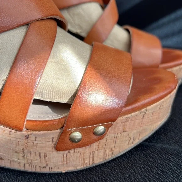 Guess Brown Cork Wedge Sandals size 8 - Picture 4 of 12